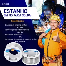 Fio De Solda Estanho Eletrônica 1.5 Mm Rolo 80g 40x60 Com Fluxo Ra Em Carretel Foto mini  2