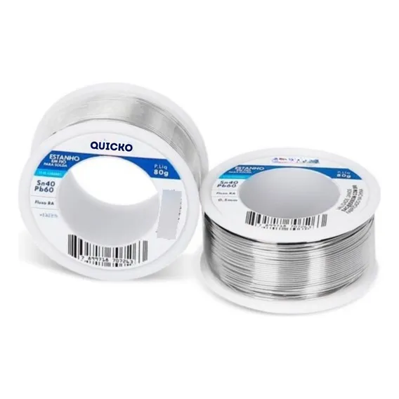 Fio De Solda Estanho Eletrônica 1.5 Mm Rolo 80g 40x60 Com Fluxo Ra Em Carretel Foto 1