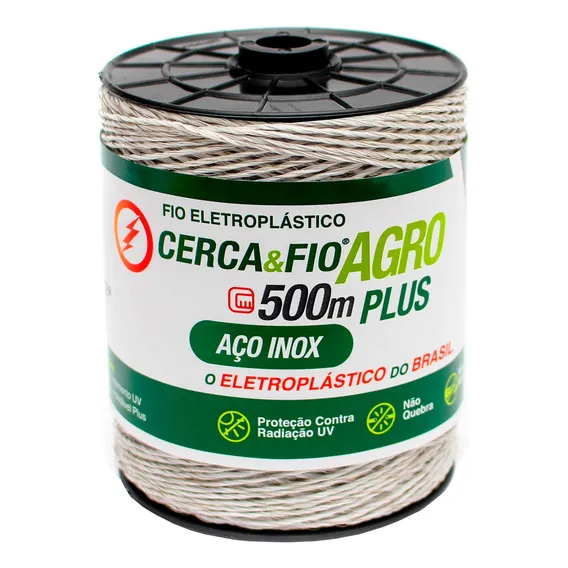 Fio Eletroplástico Inox Cerca Rural Agro 500m 15x6 Carretel Foto 1