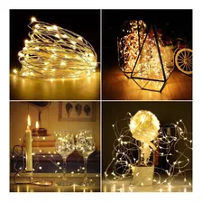 Fio Fada Cobre Branco Quente Luz Natal 10m 100 Leds Pilha Foto mini 4