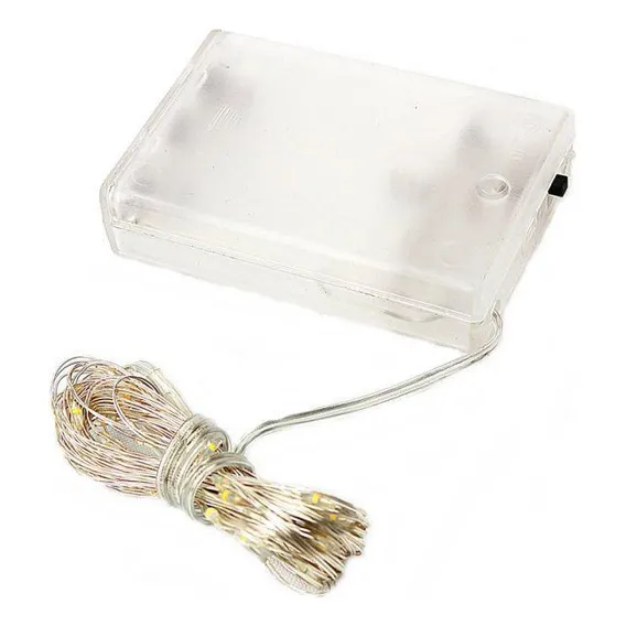 Fio Fada Cobre Branco Quente Luz Natal 10m 100 Leds Pilha Foto 1