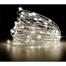 Fio Fada Cobre Prata Cordão Luz 5m 50led Pilha Cores Luzes Branca 7001 4.5v Foto mini 2