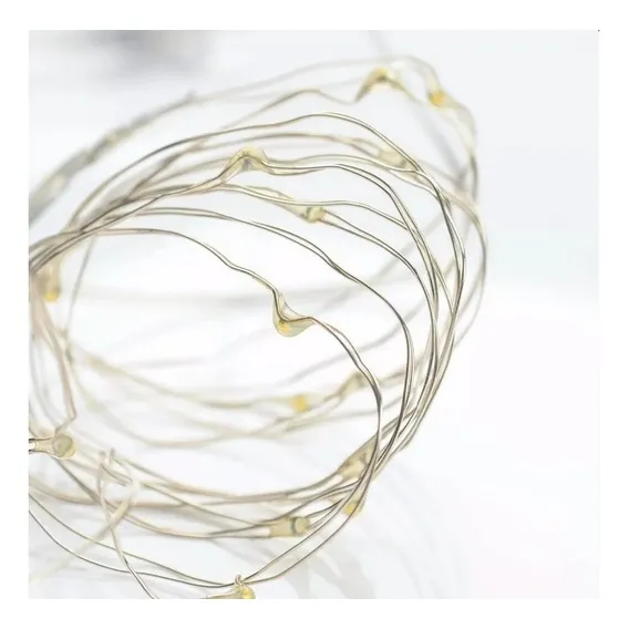 Fio Fada Cobre Prata Cordão Luz Morno 3m 30 Led Pilha 6004 4,5 Foto 1