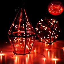 Fio Fada Cobre Prata Cordão Luz Vermelha 3m 30 Leds Pisca Na Pilha Foto mini  2