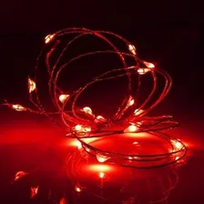 Fio Fada Cordão 10m 100l Pilha+usb Cores Luzes Vermelho 8015 4.5v Foto  mini 1