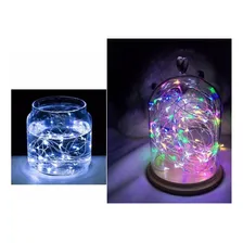 Fio Fada Prata Cobre Cordão Luz Cores Natal 5m 50 Leds Pilha Foto mini 3
