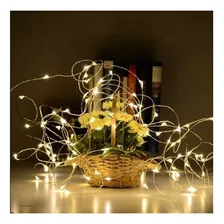 Fio Led - Cordão Fada - 1m 10 Leds - Branco Quente - Bateria Foto mini  2