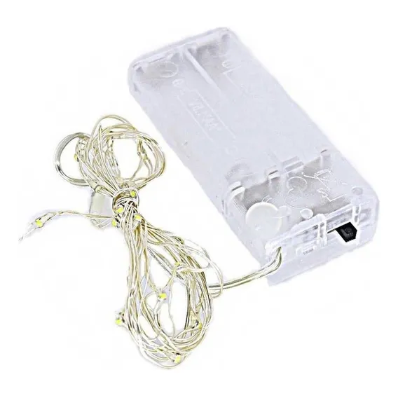 Fio Luz Led 3 Metros / 30 Leds Branco Frio Pilha Mpfestaecia Pilha Comum Foto 1