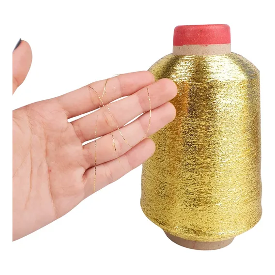 Fio Metalizado - Linha Para Bordar Dourado 500 Gr Nybc Foto 1