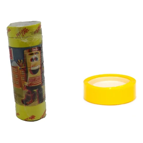 Fita Adesiva 12x10 Durex Colorido Amarelo Pacote Com 10 Foto 1