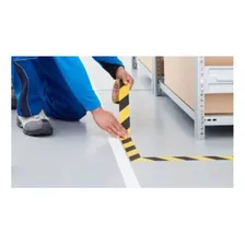 Fita Adesiva Demarcação De Solo Zebrada 48x30 Preta Amarela Foto mini 4