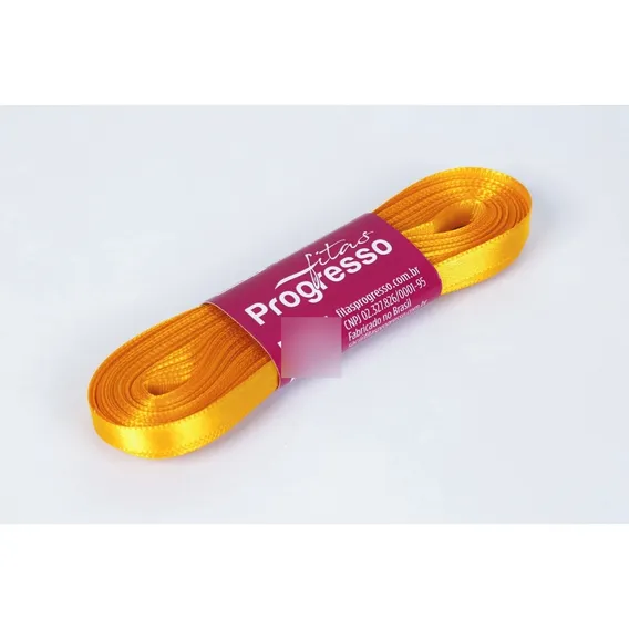 Fita Cetim 38mmx10m Kit Com 5 Unidades Fitas Progresso Cor Amarelo Foto 1