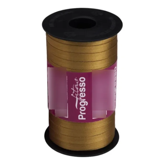 Fita Cetim Simples Progresso 7mm 100m Cf001 Cor Dourado Foto 1