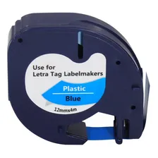 Fita Compatível Dymo Letratag 91205 Azul Letra Preta 12mm Foto mini  3