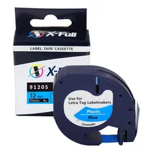 Fita Compatível Dymo Letratag 91205 Azul Letra Preta 12mm Foto  mini 1