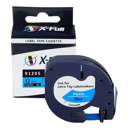 Fita Compatível Dymo Letratag 91205 Azul Letra Preta 12mm Foto 1