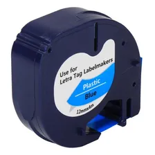 Fita Compatível Dymo Letratag 91205 Azul Letra Preta 12mm Foto mini 4