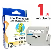 Fita Compativel Pt-80 Pt-70 Mk231 P/ Rotulador Brother 12mm Cor Letra Preta/Fita Branca Foto mini 2