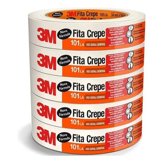 Fita Crepe 24mm X 50m 3m 101la 5 Rolos Foto 1