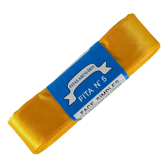 Fita De Cetim Trader Artesanato Casamento Nº5 22mm C/10 Mts Cor 17 Amarelo Ouro Foto 1