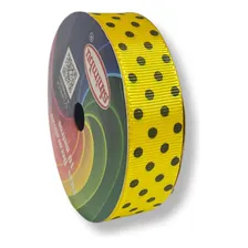 Fita De Gorgurão Poá 22mm Sinimbu Nº5 10 Metros Cor Amarelo Poá Preto Foto  mini 1