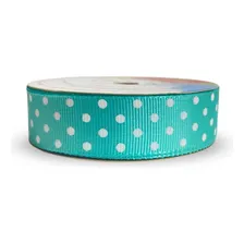 Fita De Gorgurão Poá 22mm Sinimbu Nº5 10 Metros Cor Tiffany Poá Branco Foto mini 2