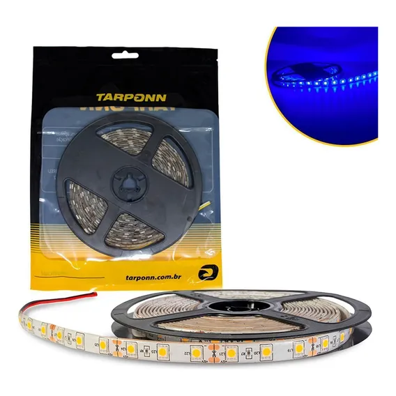 Fita De Led Azul 300 Leds Smd 5050 5m Ip65 24v Tarponn Foto 1