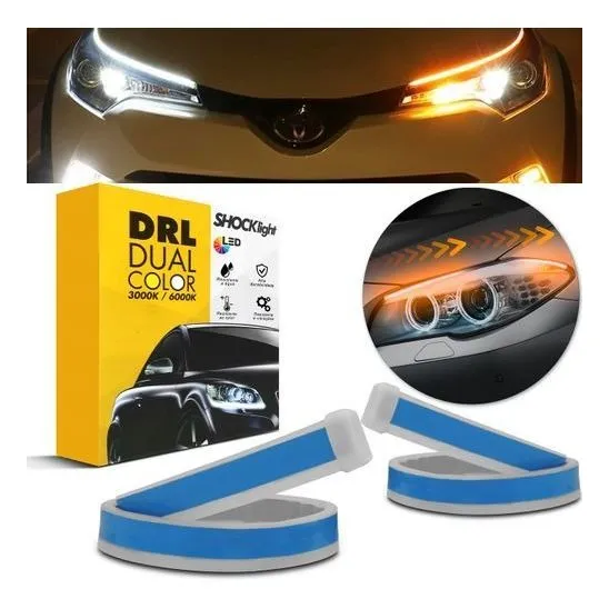 Fita De Led Drl Dual Color 3000k 6000k 12v 45cm Universal Foto 1