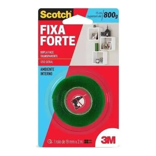 Fita Dupla Face 3m Scotch Fixa Forte Transparente 19mmx2m Foto 1