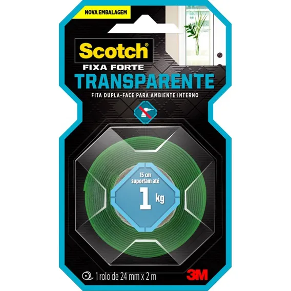 Fita Dupla Face Fixa Forte 3m 24mm X 2m Scotch Foto 1