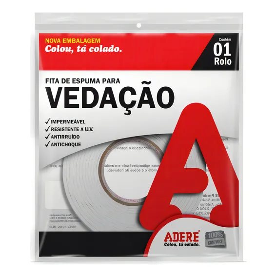 Fita Espuma Vedação 19mmx5m Autoadesiva Branco Adere Foto 1