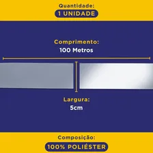 Fita Faixa Refletiva Uniformes Prata 100m X 5cm Largura Foto mini 2