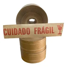 Fita Gomada Impressa 70mm C/reforço Cuidado Frágil 5 Rolos Foto mini  3