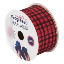 Fita Gorgurão Ourela Dourada 38mm Progresso 10 Mts Xadrez Foto  mini 1