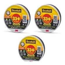Fita Isolante 3m Scotch 33+ 20 Metros Kit 3 Peças Cor Preto Liso Foto mini 1