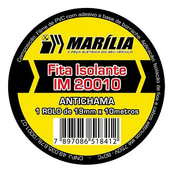 Fita Isolante Antichama 19mm X 10m Kit Com 10 Marilia Foto 1
