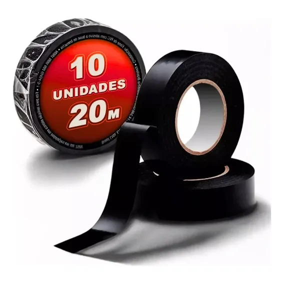 Fita Isolante Preta Anti Chama 19mm X 20m Kit 10 Unidades Foto 1