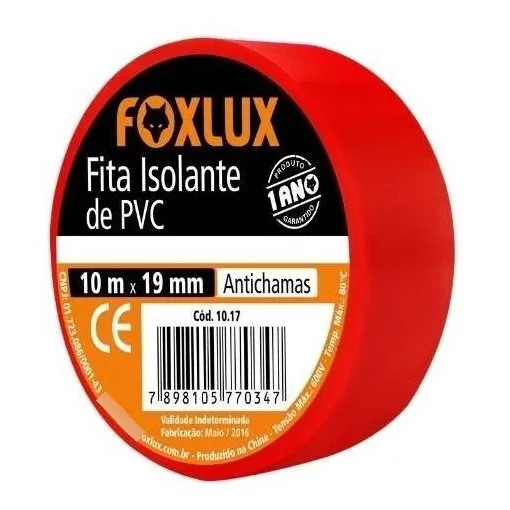 Fita Isolante Vermelha 19mm Anti-chamas- Rolo Com 10 Metros Foto 1