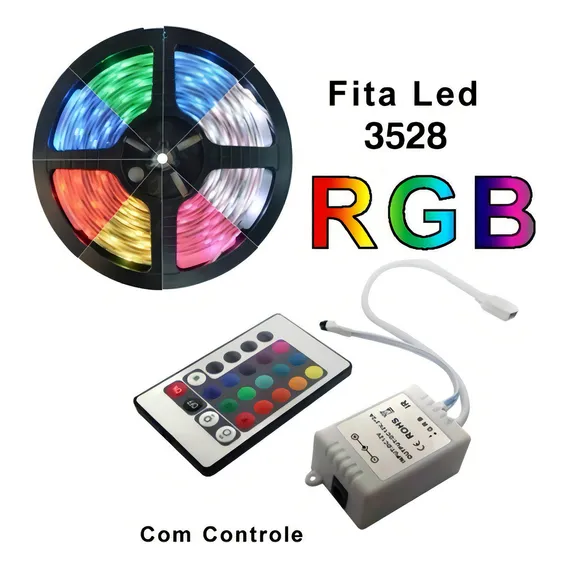 Fita Led 5 Metros 3528 Rgb 270 Leds Com Silicone Ip65 Foto 1
