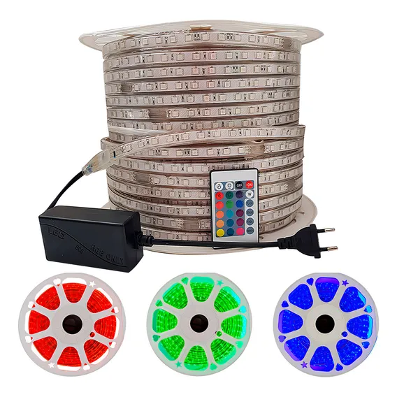 Fita Led 5050 Rgb 15 Metros Ip65 Com 1controle + Fonte Tensão De Operação Foto 1