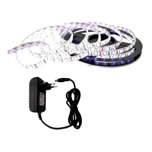 Fita Led 5050 Rolo 5m 300 Leds Ip65 Branco Frio + Fonte 12v Foto 1