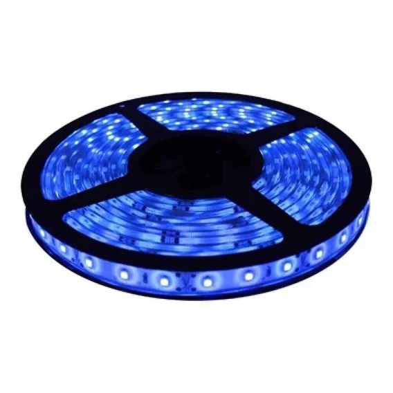 Fita Led Azul 5 Metros 5050 Dupla Face 12v Com Silicone Foto 1