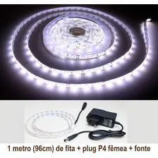 Fita Led Branco Frio 1 Metro (96cm) 3528 Ip65 Com Fonte Foto mini 2