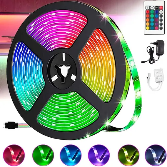 Fita Led Colorida Rgb 5m Fonte Controle Dupla Face Metros Foto 1