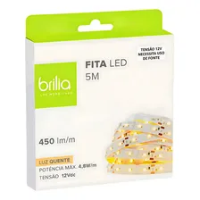 Fita Led Profissional 4,8 W/m 12v Ip20 5m 2700k -brilia Foto mini 1
