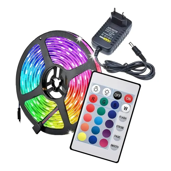 Fita Led Rgb 5050 Rolo 5m 300 Leds Ip65 + Controle + Fonte Foto 1
