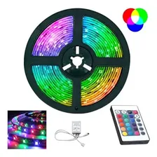 Fita Led Rgb 5050 Rolo 5m 300 Leds Ip65 Controle Fonte Bivolt Foto mini 1