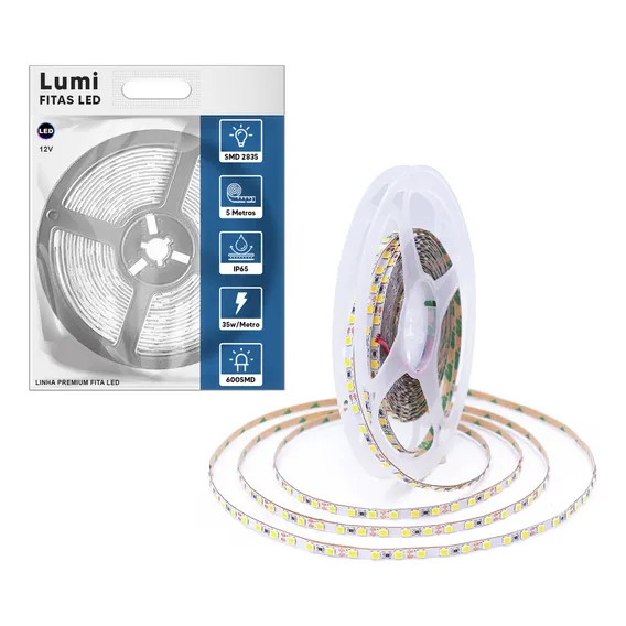 Fita Leds 5054 12v 5m 120d/m Ip20 Cor Da Luz Branco Quente Foto 1