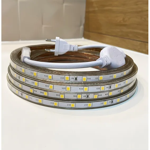 Fita Mangueira Led 5050 Branco Quente 220v 5m + Adaptador Foto 1