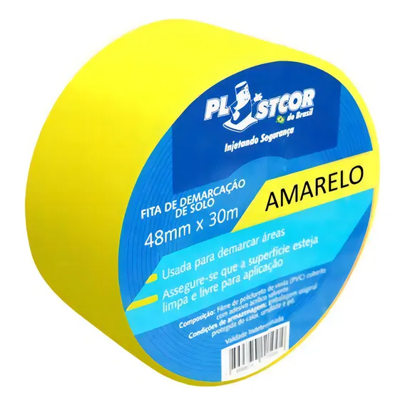 Fita p/ Demarcação De Solo Pisos Pavimentos 48mm X 30 M Pvc Cor Amarelo Foto 1